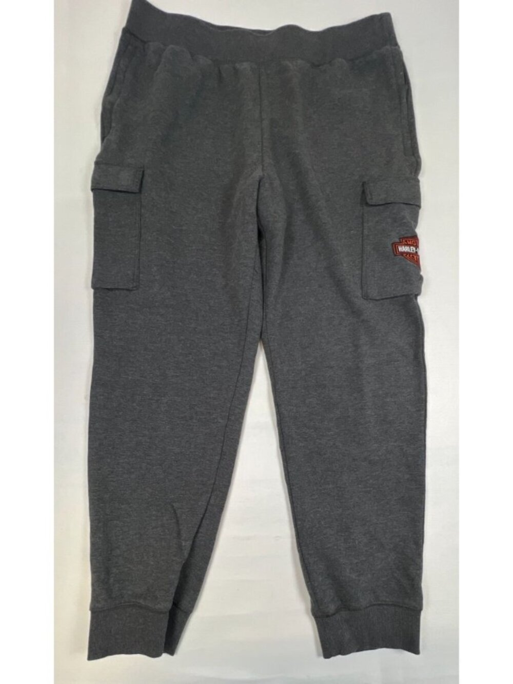 Harley-Davidson Men Large Gray Cargo Jogger Sweatpants Embroidered Logo Biker